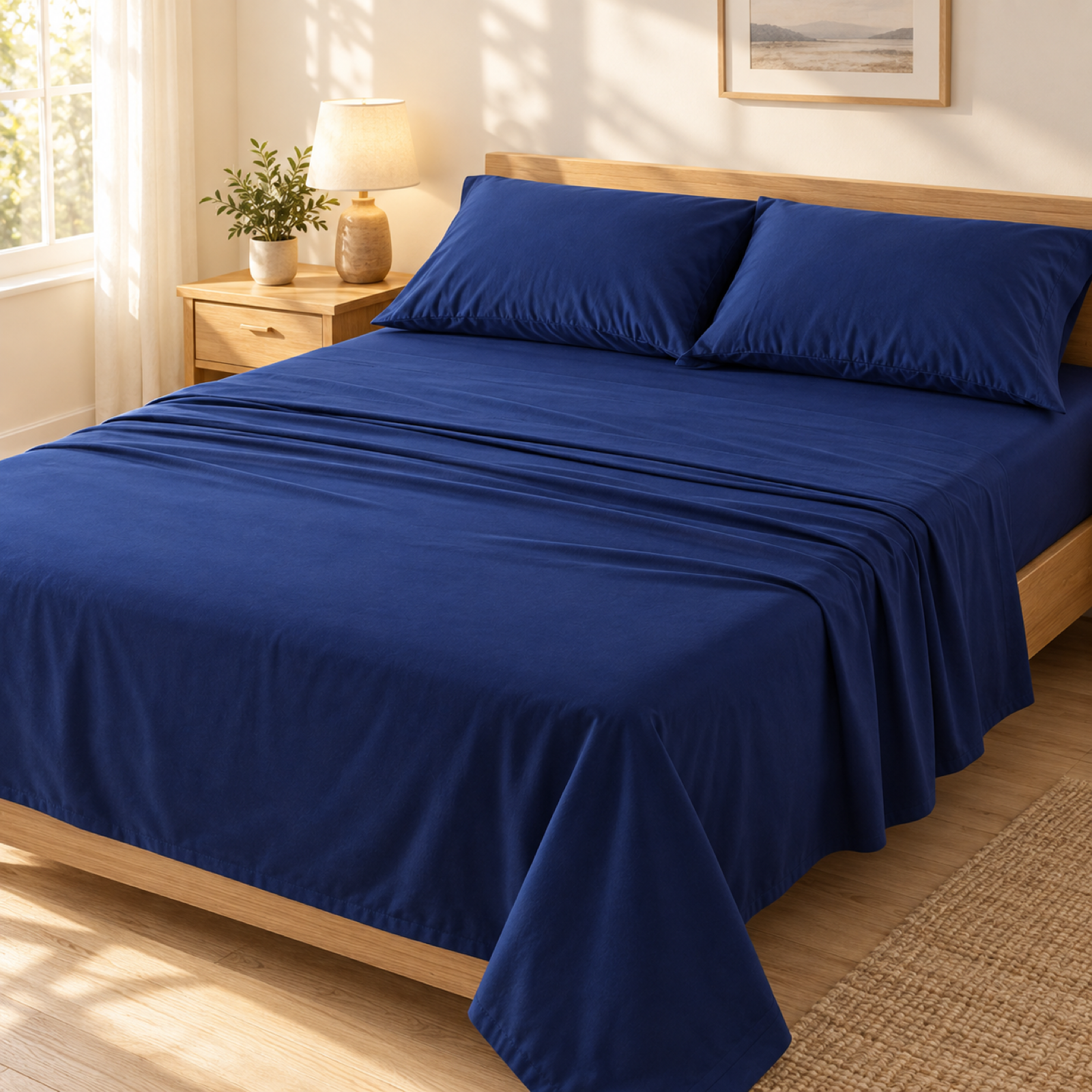 Deep Pocket Microfiber Sheet Set, Navy Blue — scene